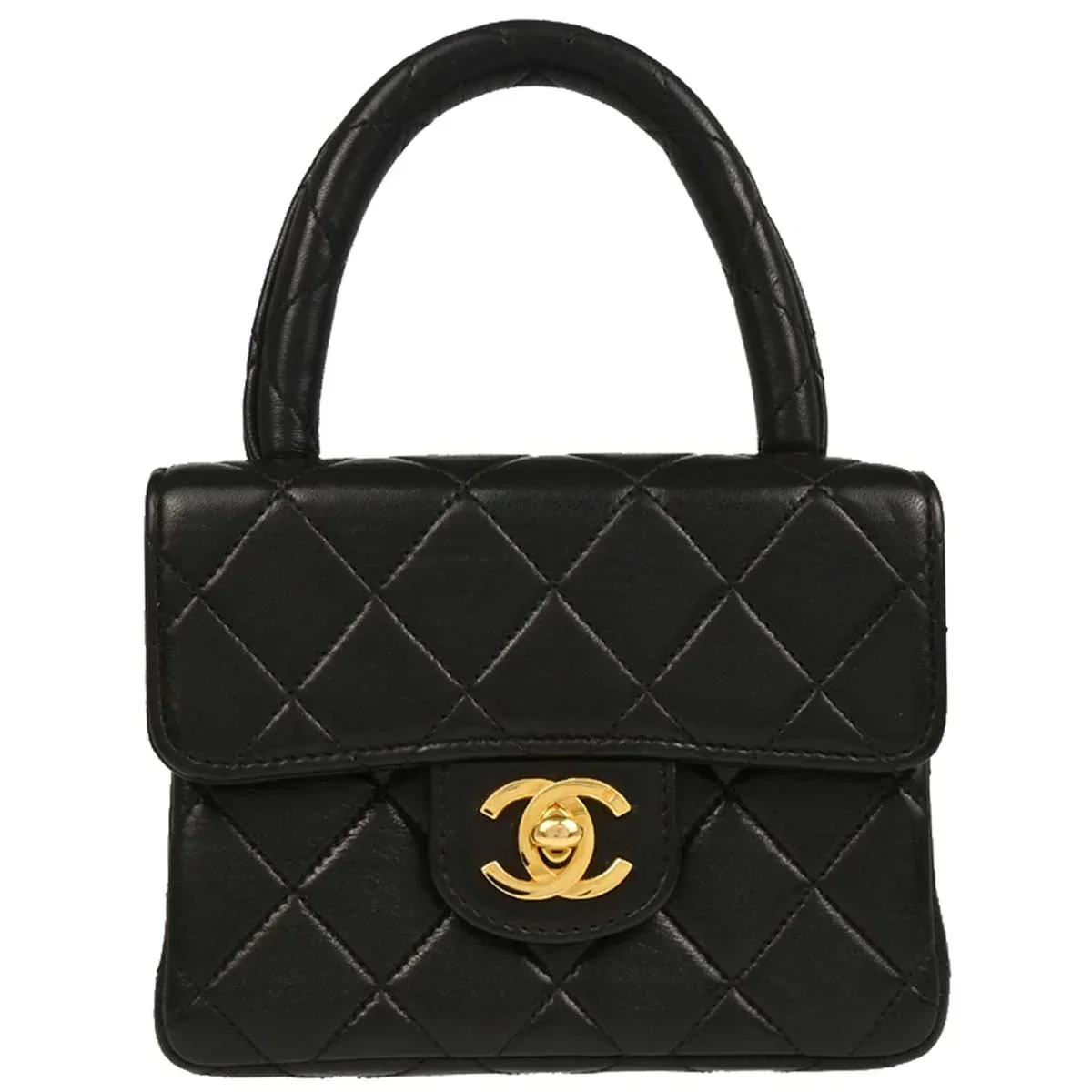 Chanel Black Lambskin Top Handle Handbag