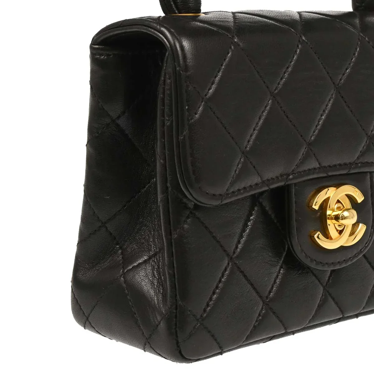 Chanel Black Lambskin Top Handle Handbag - Image 3