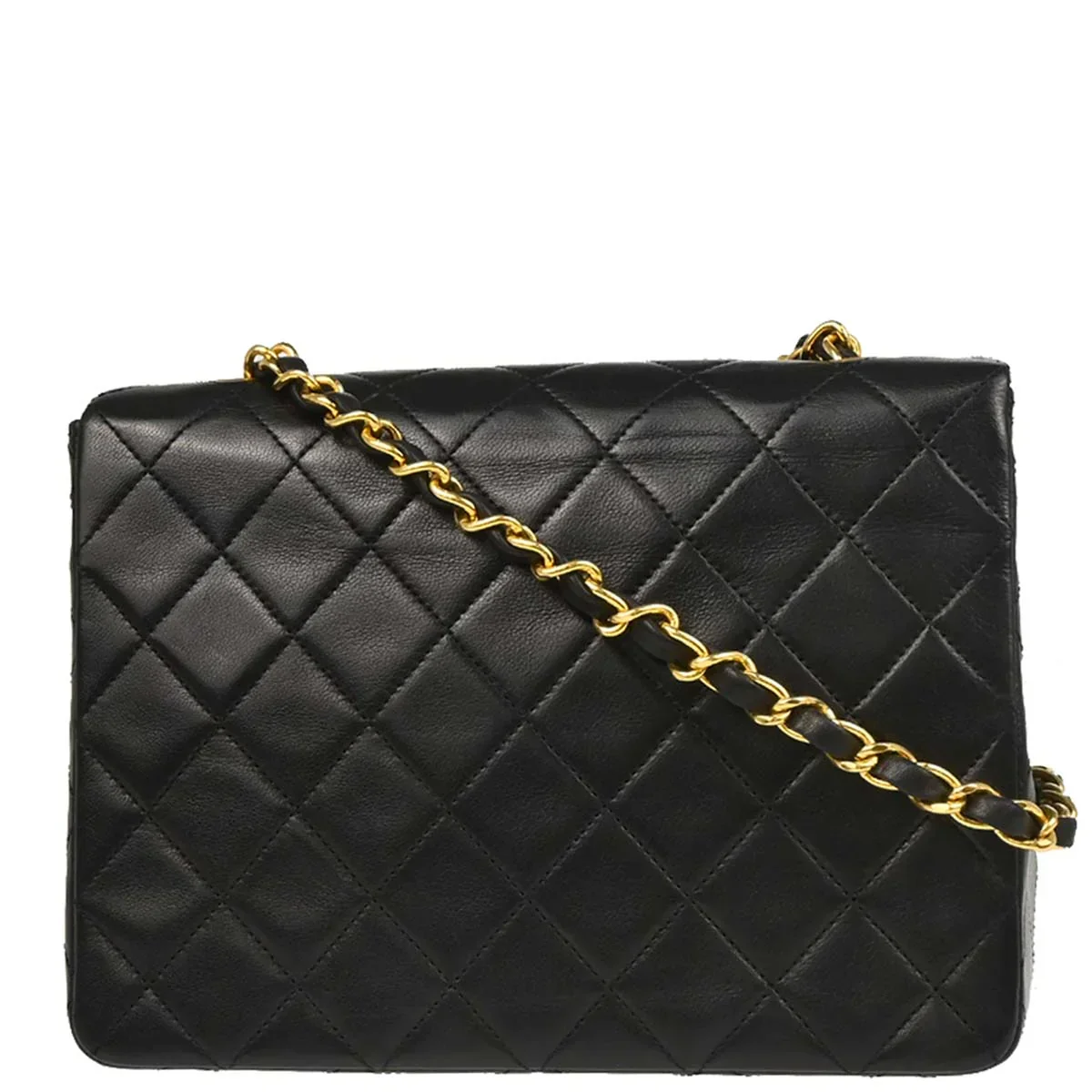 Chanel 1989-1991 Black Lambskin Classic Square Flap Shoulder Bag - Image 12