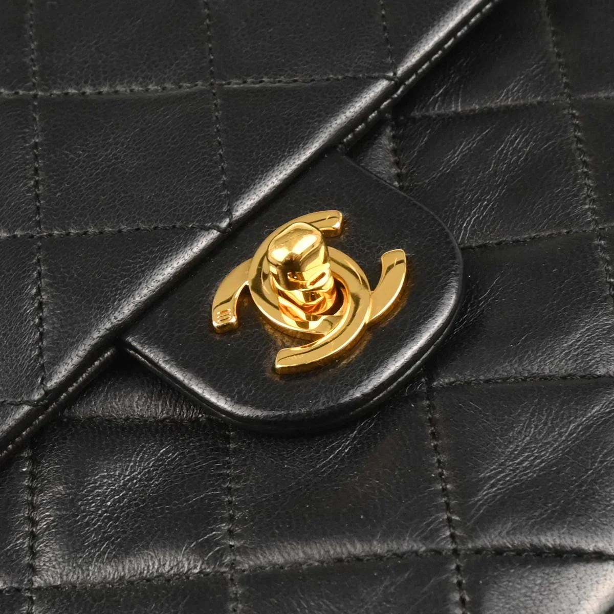 Chanel 1989-1991 Black Lambskin Classic Square Flap Shoulder Bag - Image 14