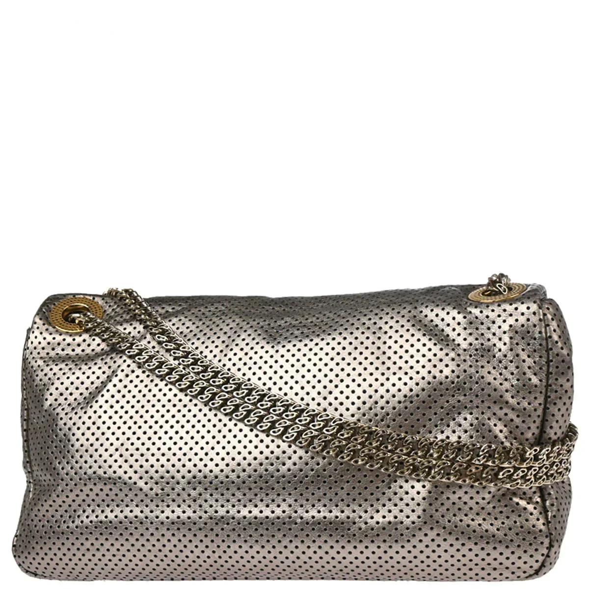 Chanel 2006-2008 Gold Perforated Mademoiselle Lock Single Flap Shoulder Bag - Image 2
