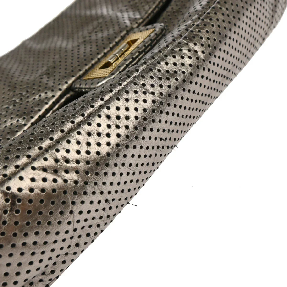 Chanel 2006-2008 Gold Perforated Mademoiselle Lock Single Flap Shoulder Bag - Image 4