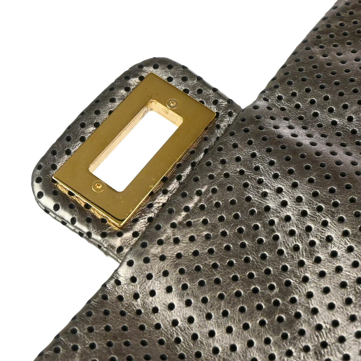 Chanel 2006-2008 Gold Perforated Mademoiselle Lock Single Flap Shoulder Bag - Image 7