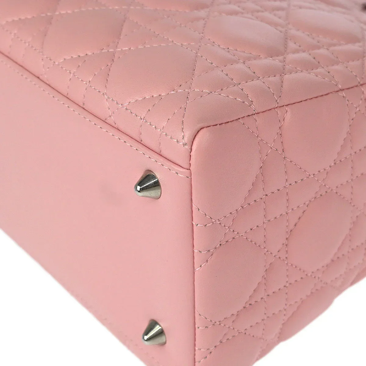 Christian Dior 2004 Pink Lambskin Medium Lady Dior Cannage Handbag - Image 3