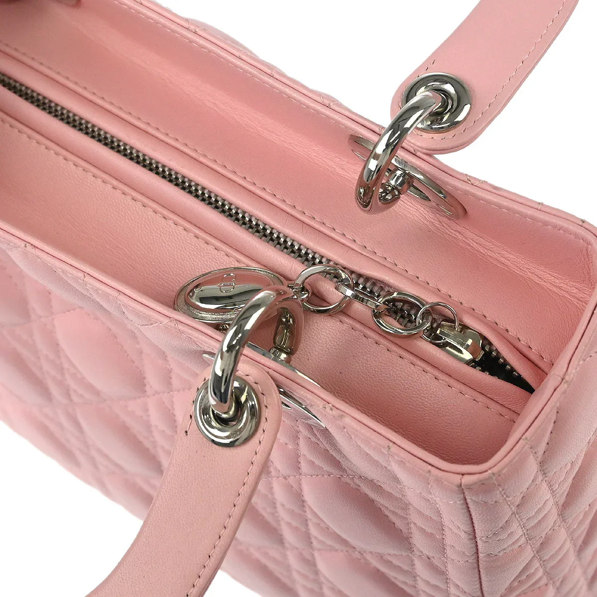 Christian Dior 2004 Pink Lambskin Medium Lady Dior Cannage Handbag - Image 7