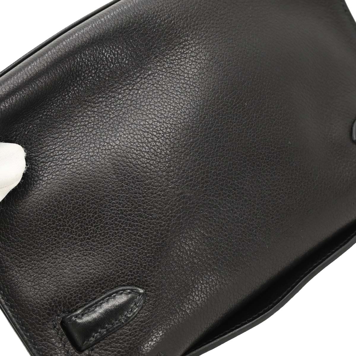 Hermes 2004 Black Evergrain Kelly Pochette Handbag - Image 4