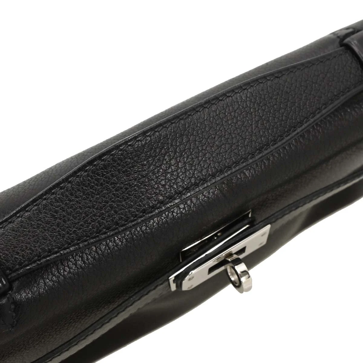 Hermes 2004 Black Evergrain Kelly Pochette Handbag - Image 5