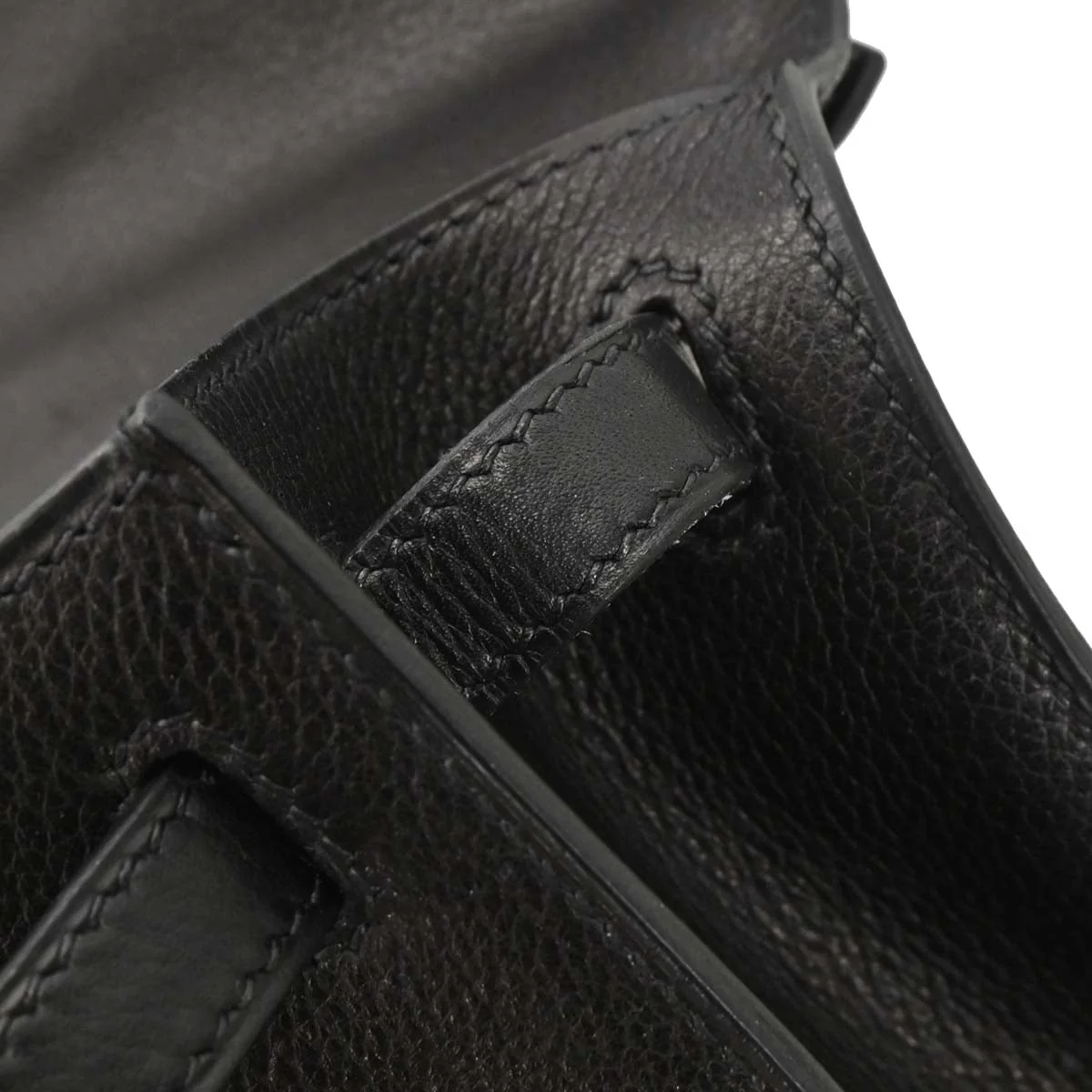 Hermes 2004 Black Evergrain Kelly Pochette Handbag - Image 9