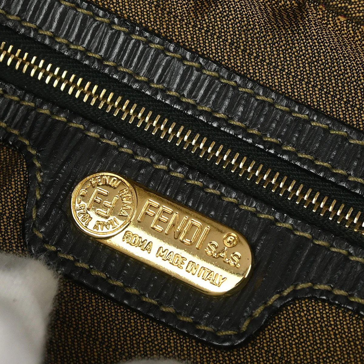 Fendi Brown Black Zucca Handbag - Image 9