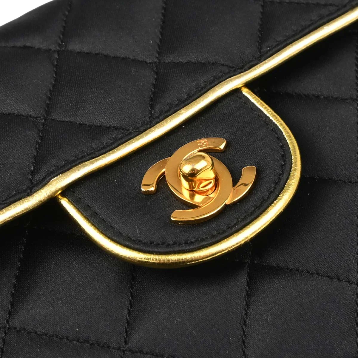 Chanel 1989-1991 Black Satin Mini Classic Square Flap Shoulder Bag - Image 5