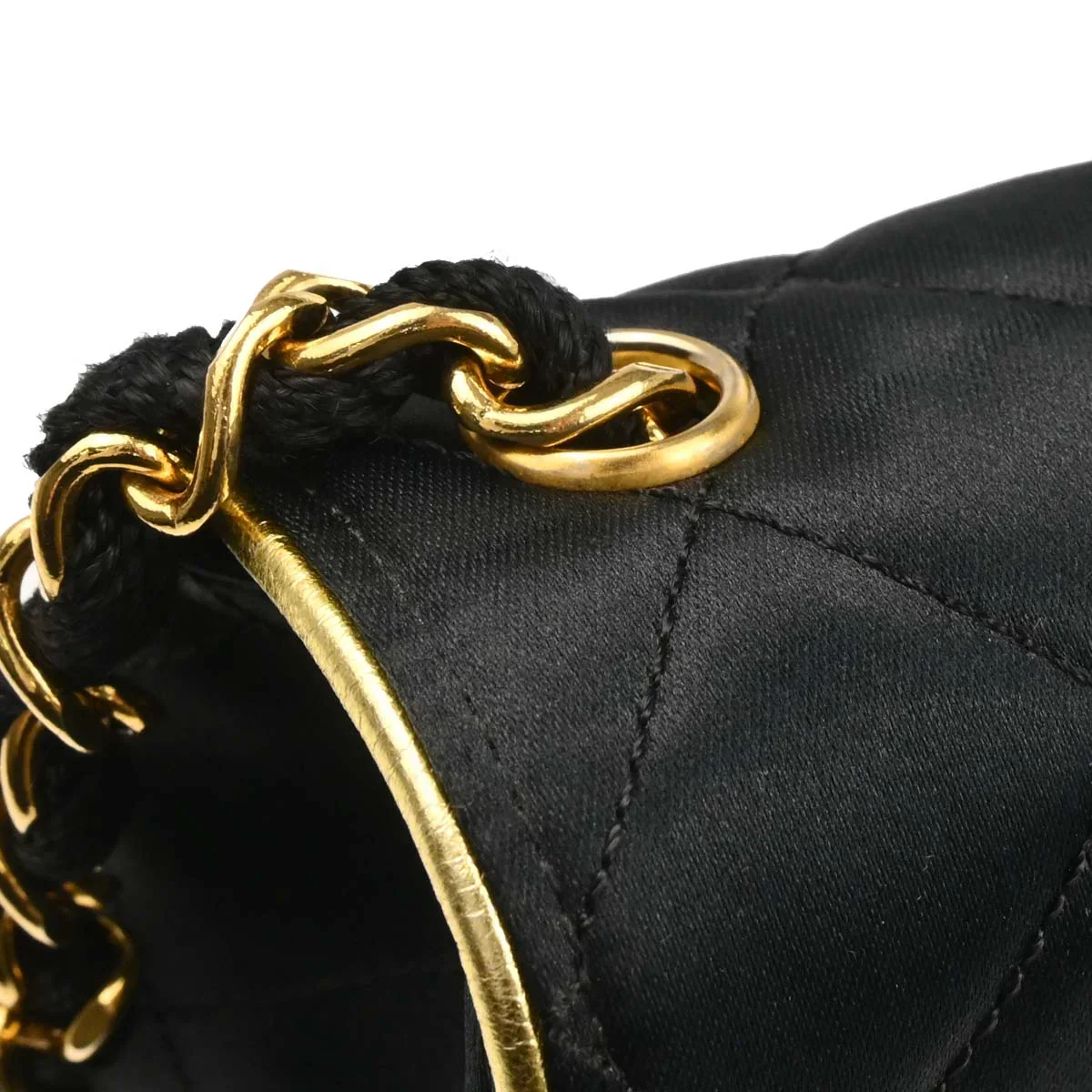 Chanel 1989-1991 Black Satin Mini Classic Square Flap Shoulder Bag - Image 6