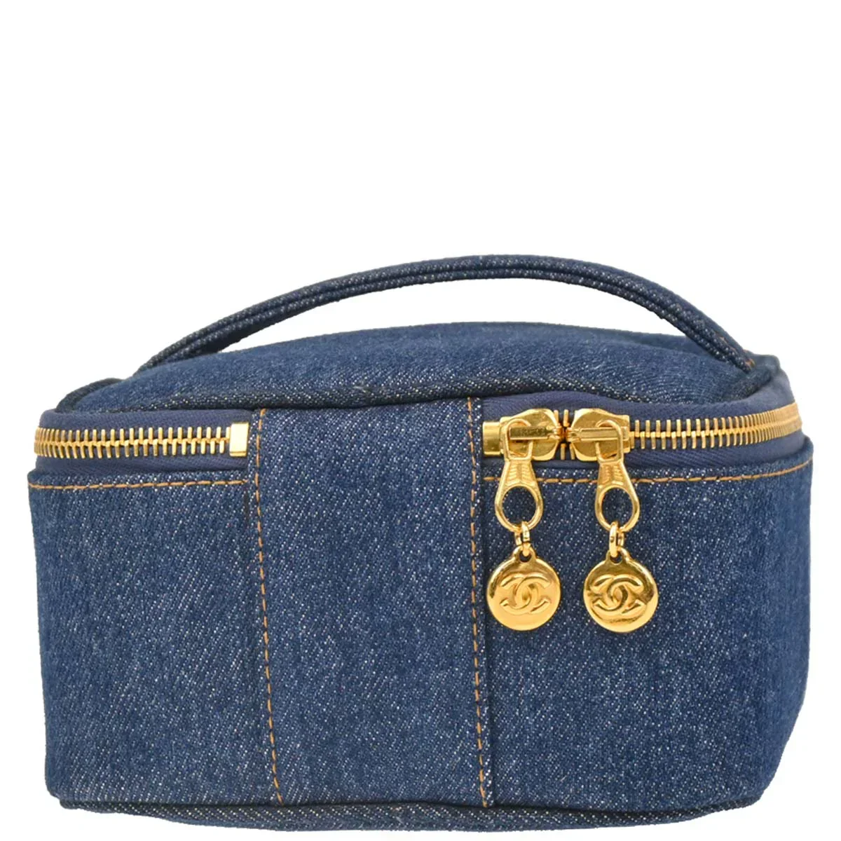 Chanel 1996-1997 Blue Denim Vanity Handbag - Image 2