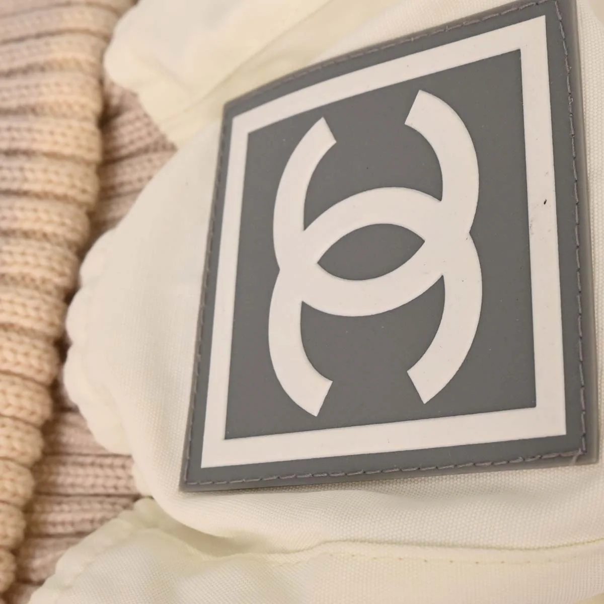 Chanel White Sport Line Knit Cap #M Small Good - Image 5