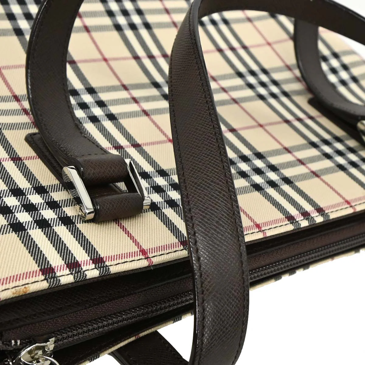 Burberry Beige Canvas Burberry Check Tote Handbag - Image 7