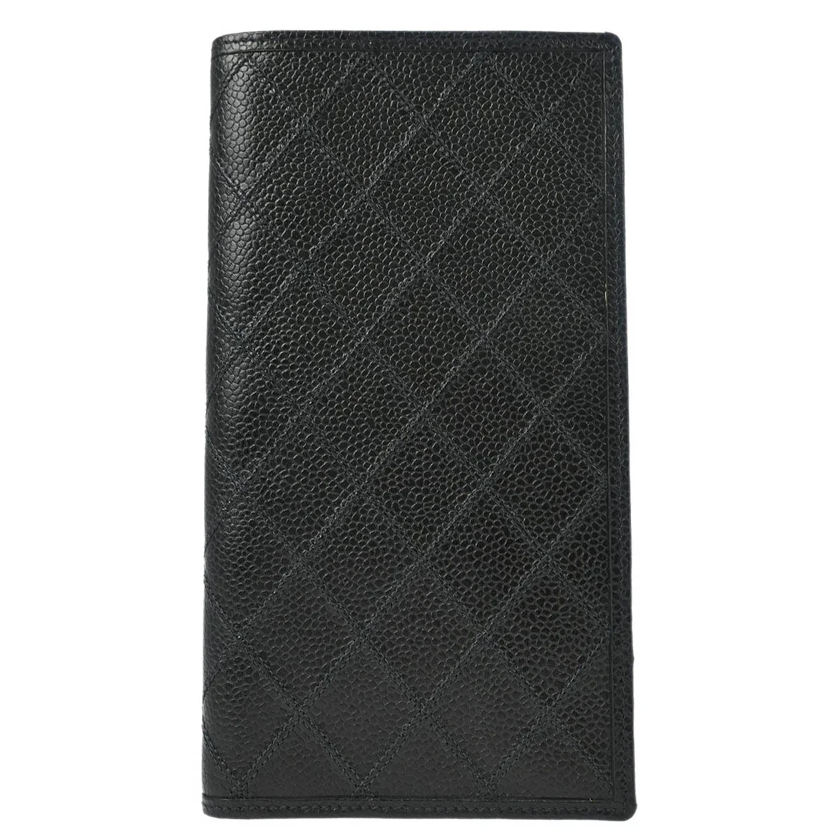 Chanel 1996-1997 Black Caviar Bicolore Long Wallet