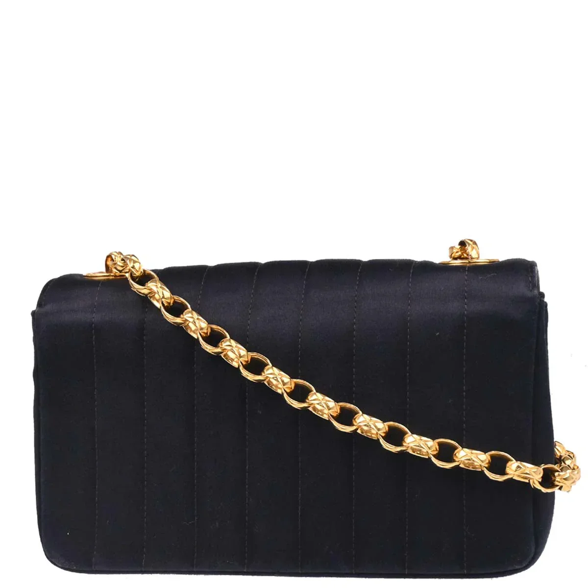 Chanel 1991-1994 Black Satin Shoulder Bag - Image 2