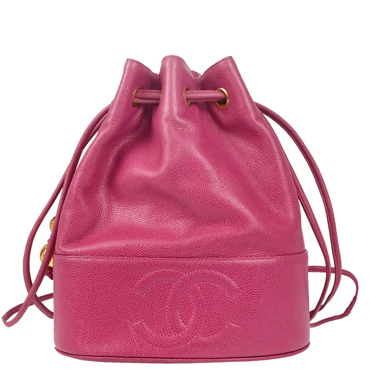 Chanel 1991-1994 Pink Caviar Bucket Drawstring Shoulder Bag