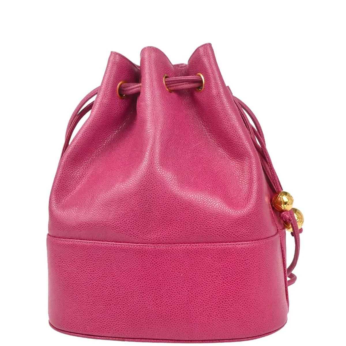 Chanel 1991-1994 Pink Caviar Bucket Drawstring Shoulder Bag - Image 2