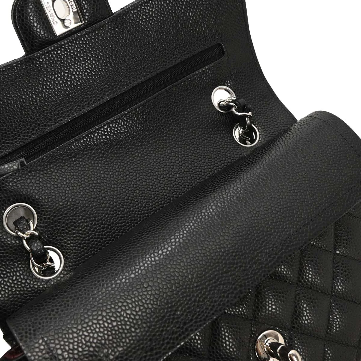 Chanel 2019 Black Caviar Small Classic Double Flap Shoulder Bag - Image 6