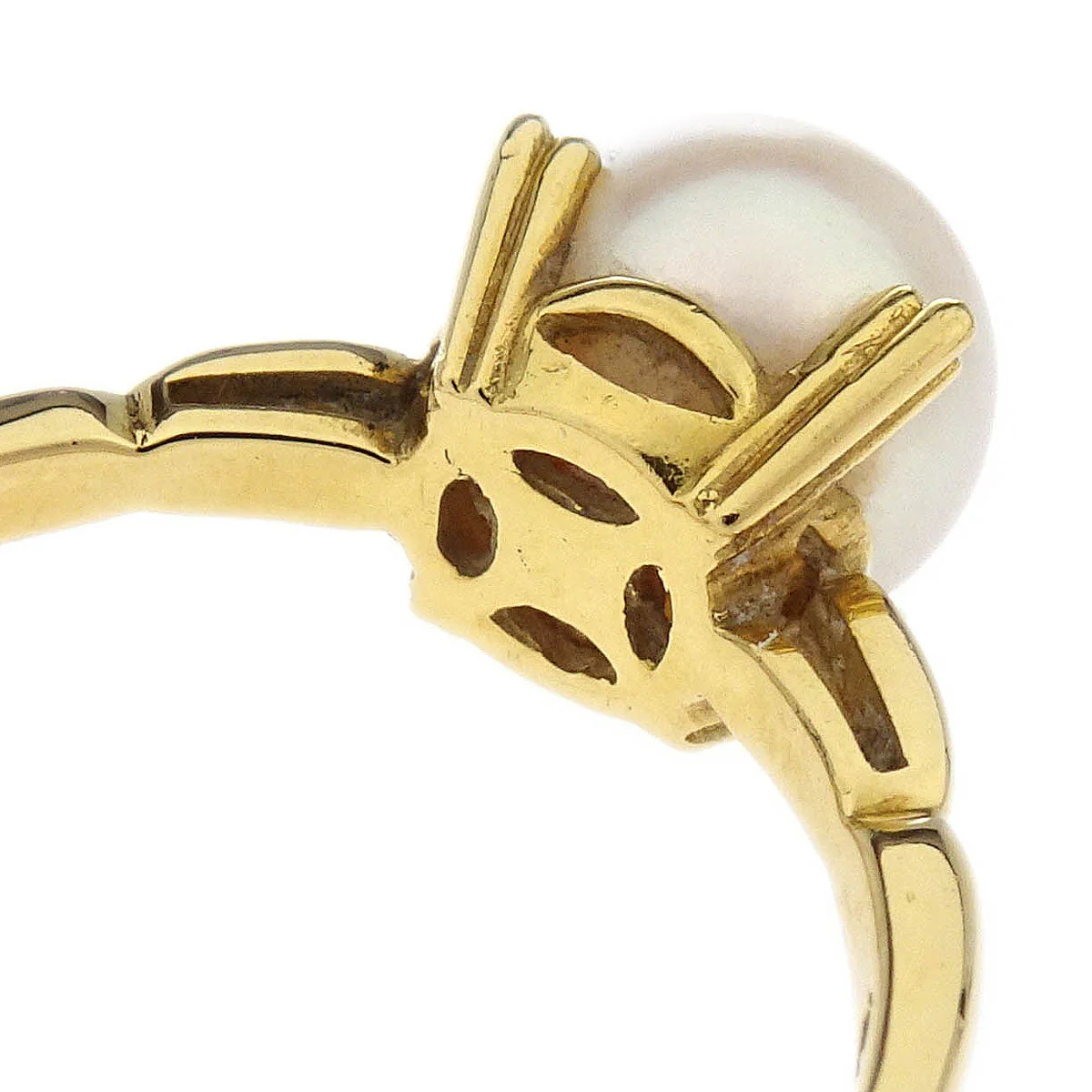 Mikimoto Ring 18K Genuine Pearl Gold #52 - Image 3
