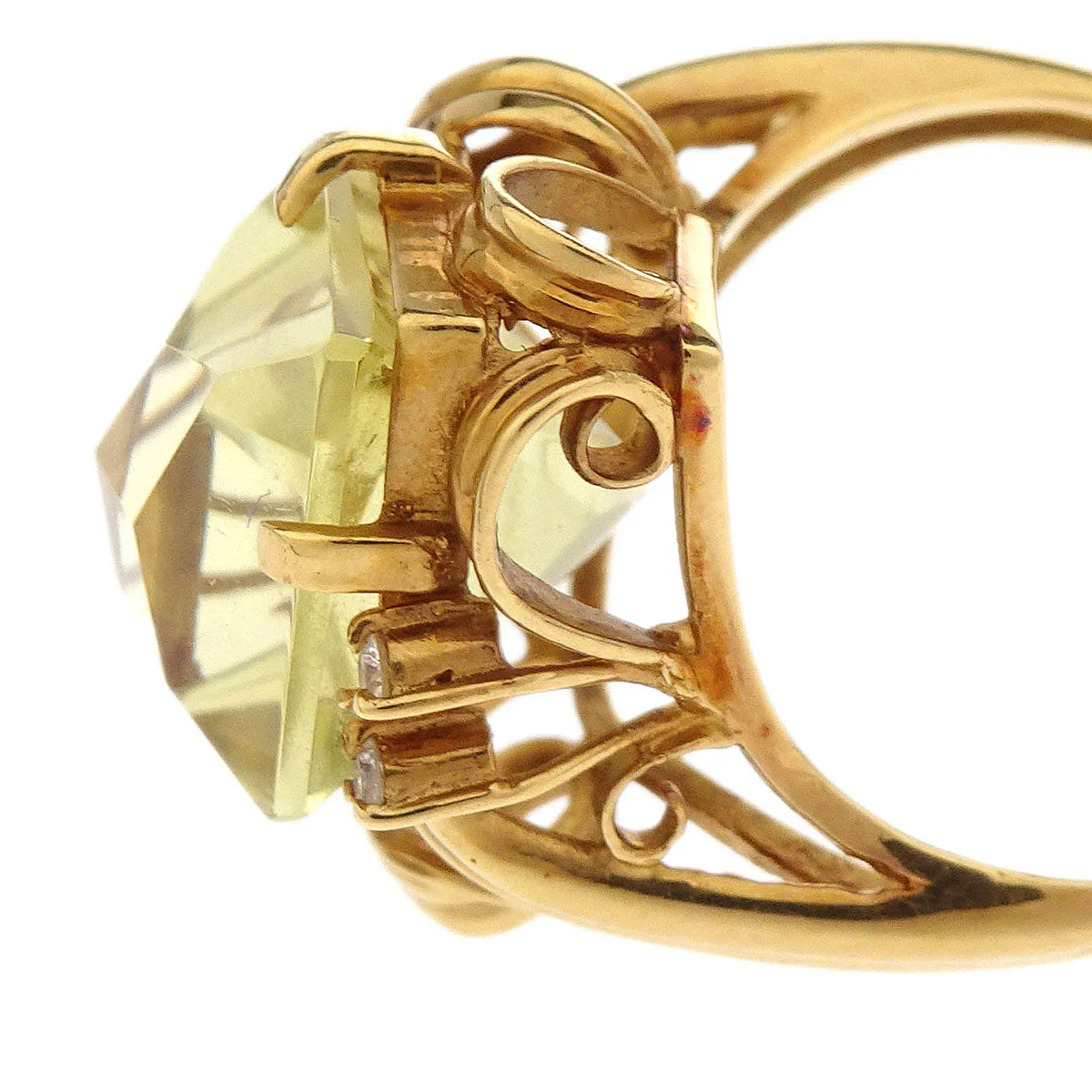 Ring 18K Lemon Stone Diamond Gold #48 - Image 4
