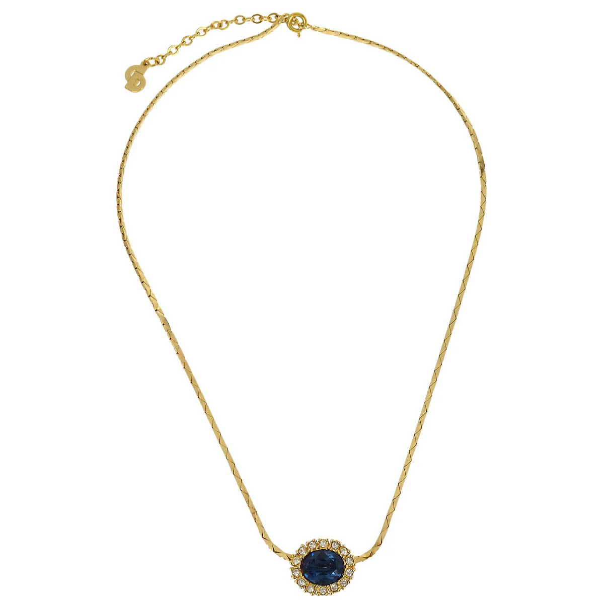 Christian Dior Necklace Pendant Gold Rhinestone - Image 2