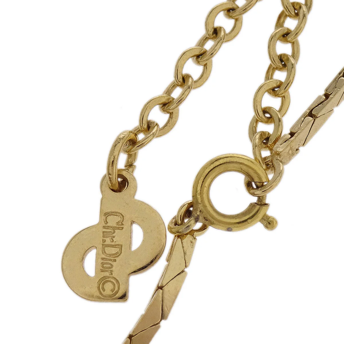 Christian Dior Necklace Pendant Gold Rhinestone - Image 4