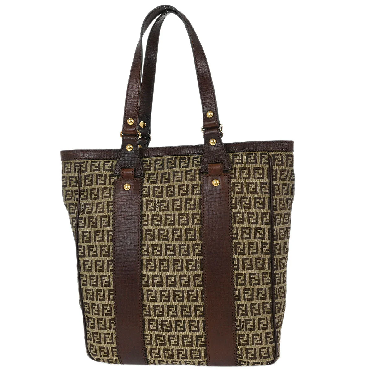 Fendi Brown Canvas Zucchino Tote Handbag - Image 2