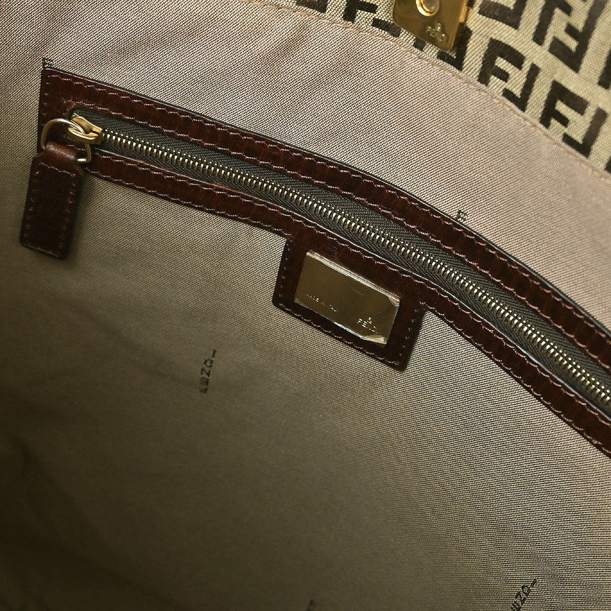 Fendi Brown Canvas Zucchino Tote Handbag - Image 8