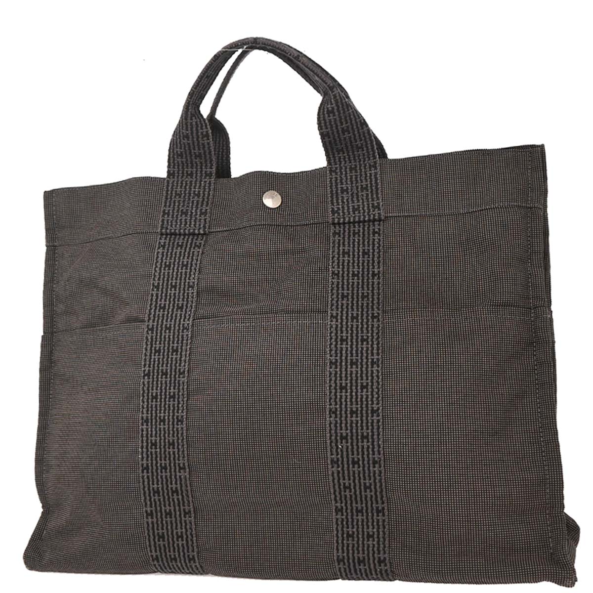 Hermes Gray Canvas Herline Tote MM Handbag - Image 2