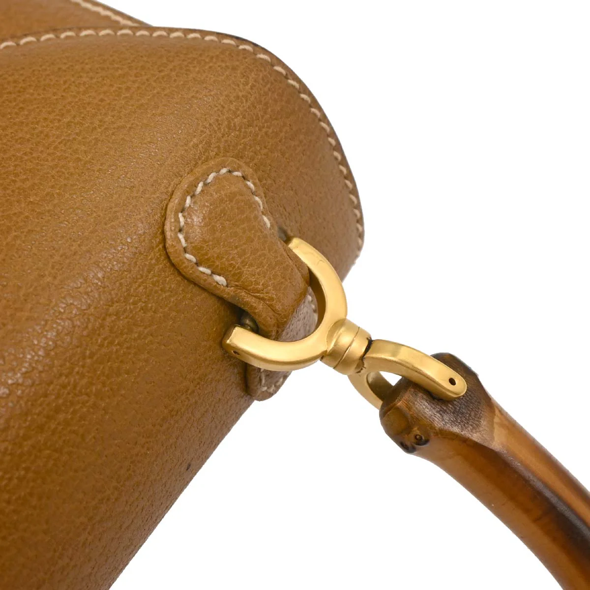 Gucci Brown Pigskin Bamboo 2way Shoulder Handbag - Image 5
