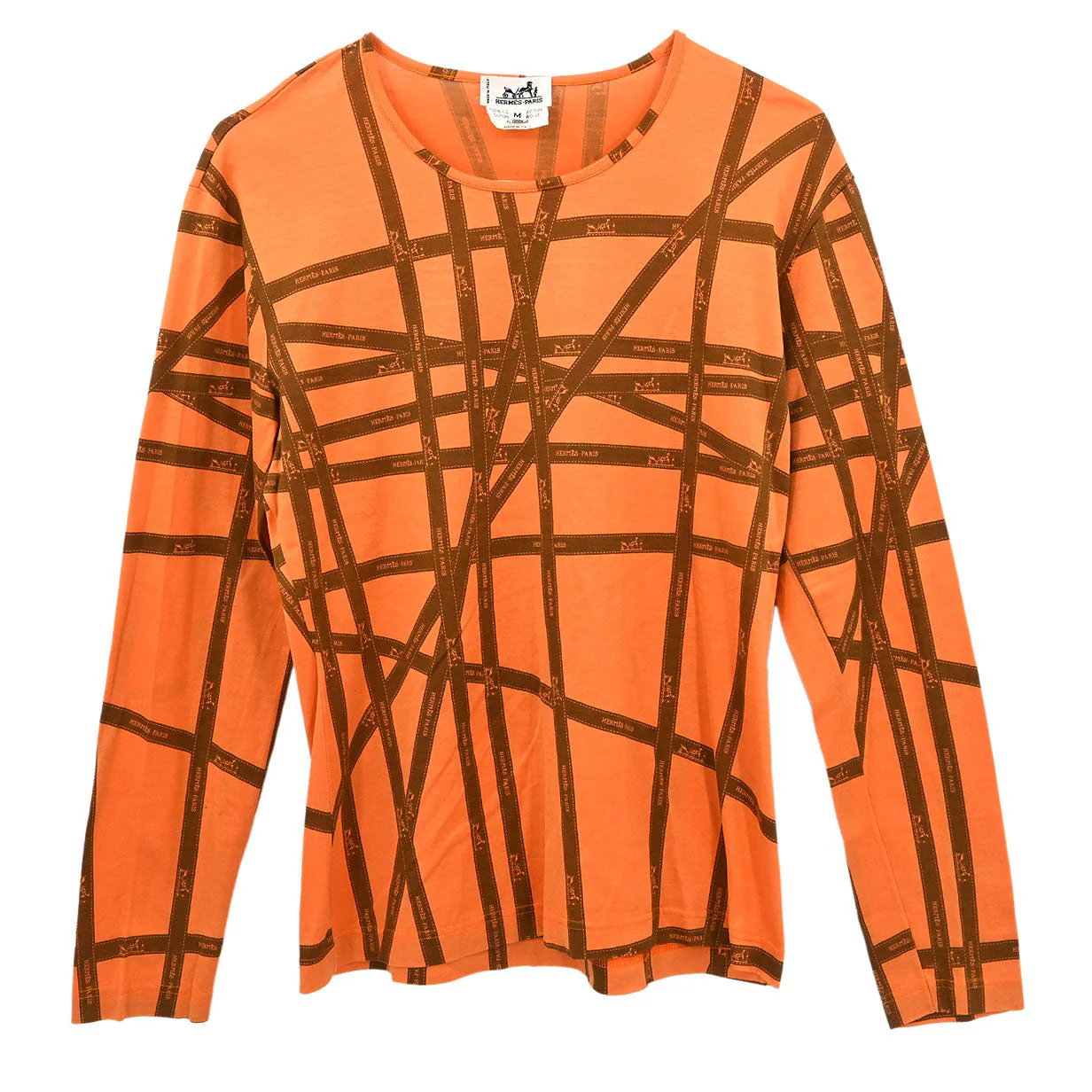 Hermes Long Sleeve T-shirt Top Orange #M