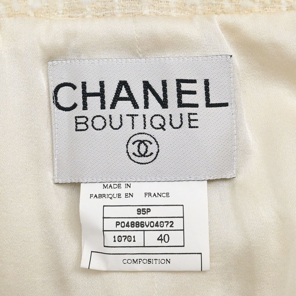 Chanel 1995 Single Breasted Collarless Jacket White #40 - Image 9