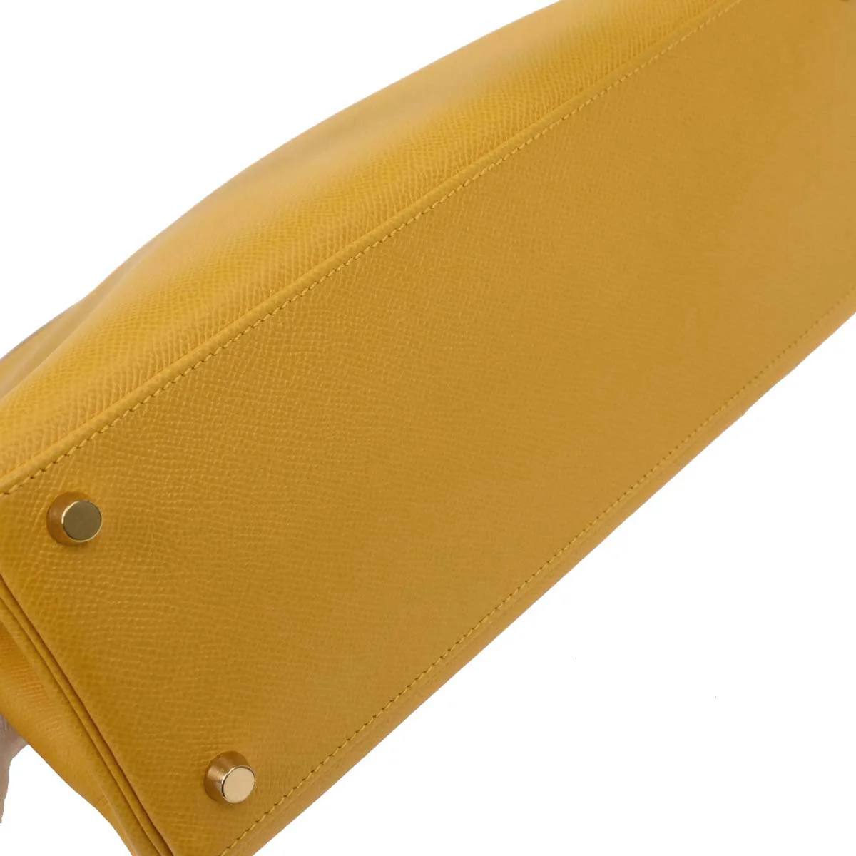 Hermes Jaune Courchevel Kelly 32 Retourne 2way Shoulder Handbag - Image 5