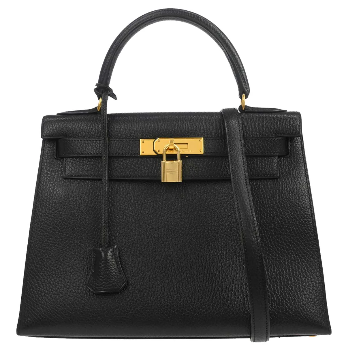 Hermes Black Ardennes Kelly 28 Sellier 2way Shoulder Handbag