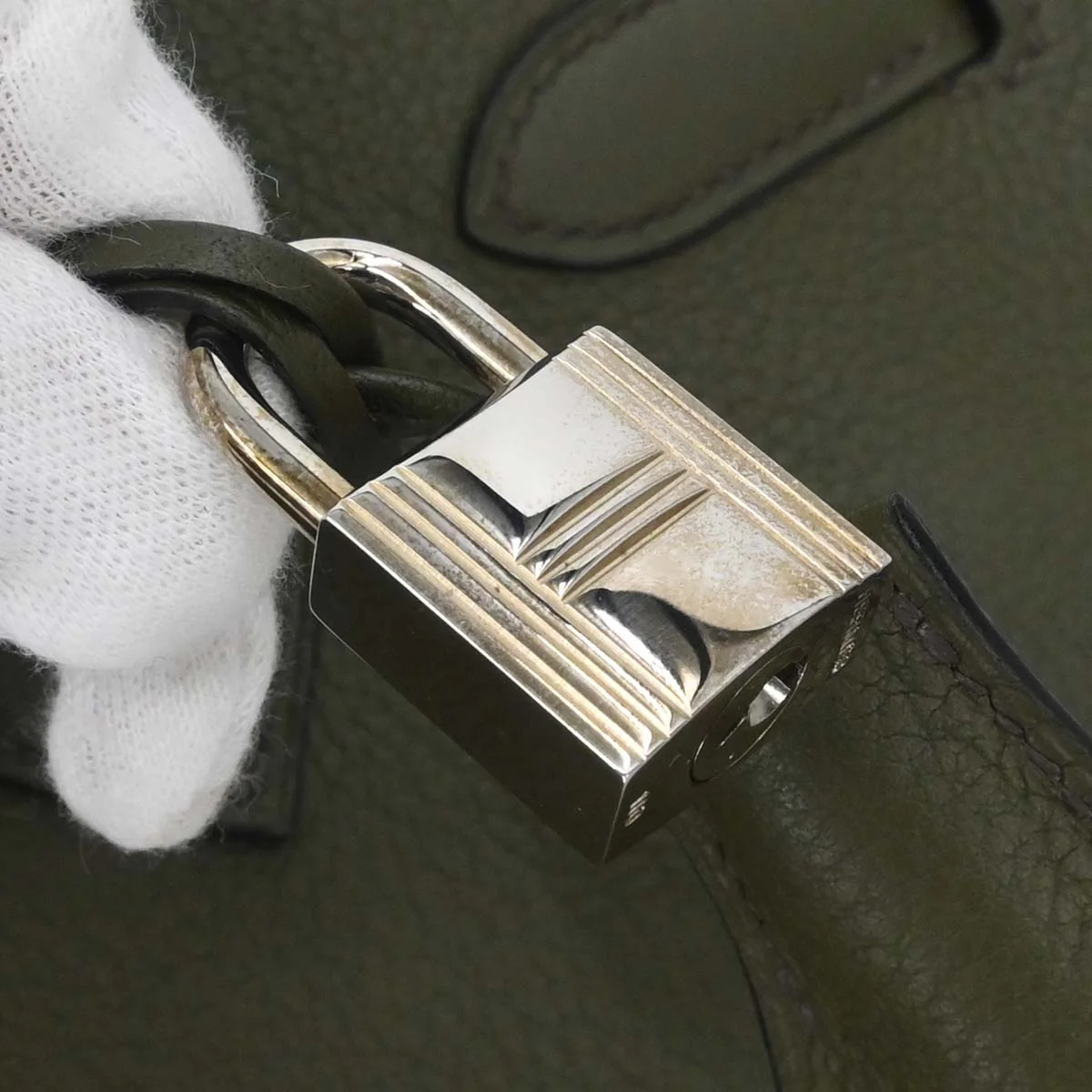 Hermes Olive Green Evergrain Birkin 30 Handbag - Image 11
