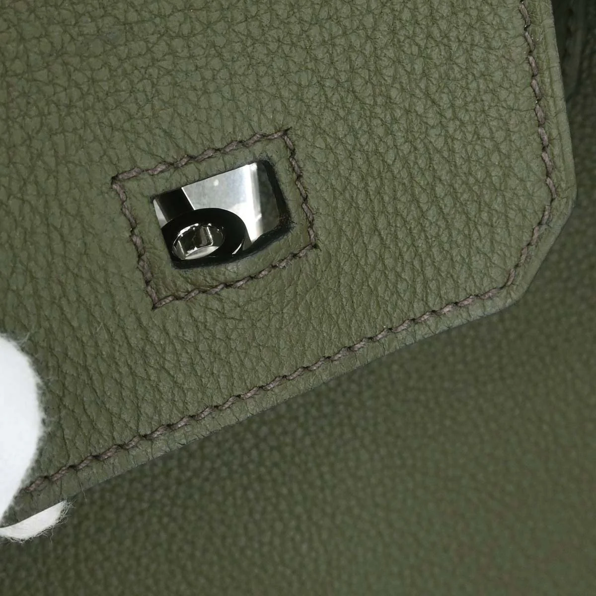 Hermes Olive Green Evergrain Birkin 30 Handbag - Image 12