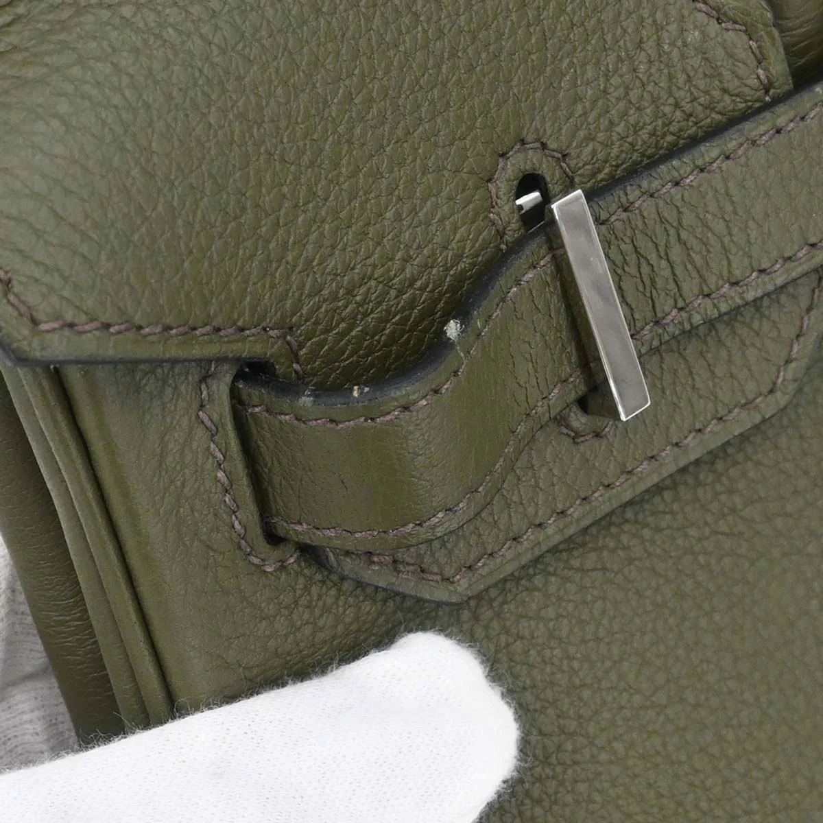 Hermes Olive Green Evergrain Birkin 30 Handbag - Image 3