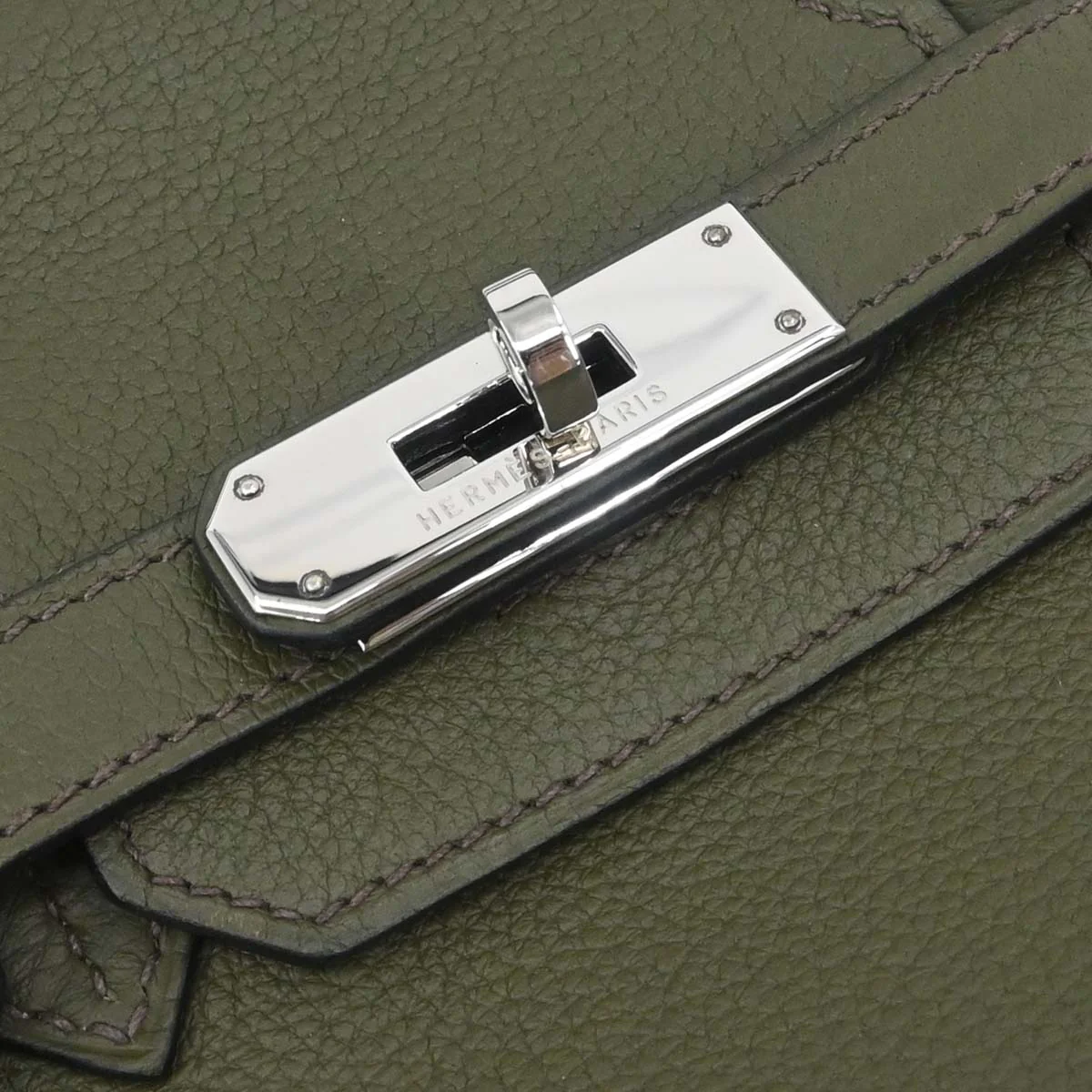 Hermes Olive Green Evergrain Birkin 30 Handbag - Image 4