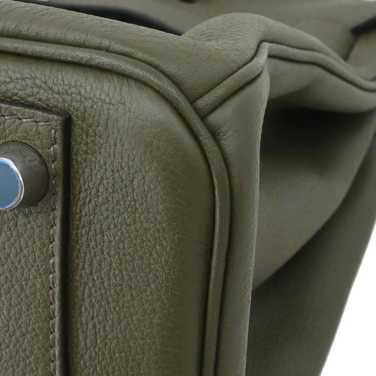 Hermes Olive Green Evergrain Birkin 30 Handbag - Image 9