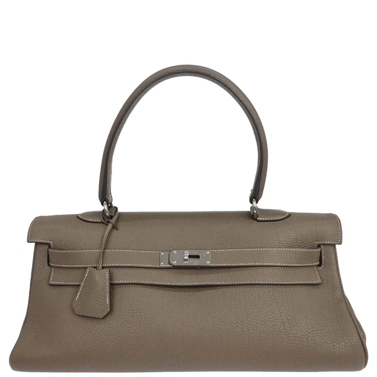 Hermes Etoupe Gray Togo Shoulder Kelly Handbag