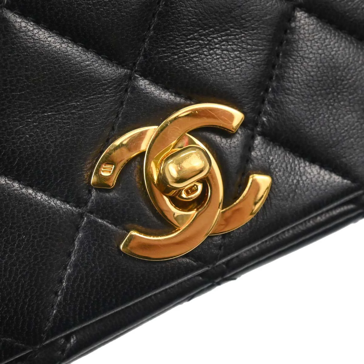 Chanel Black Lambskin Turnlock Small Full Flap Shoulder Bag - Image 11