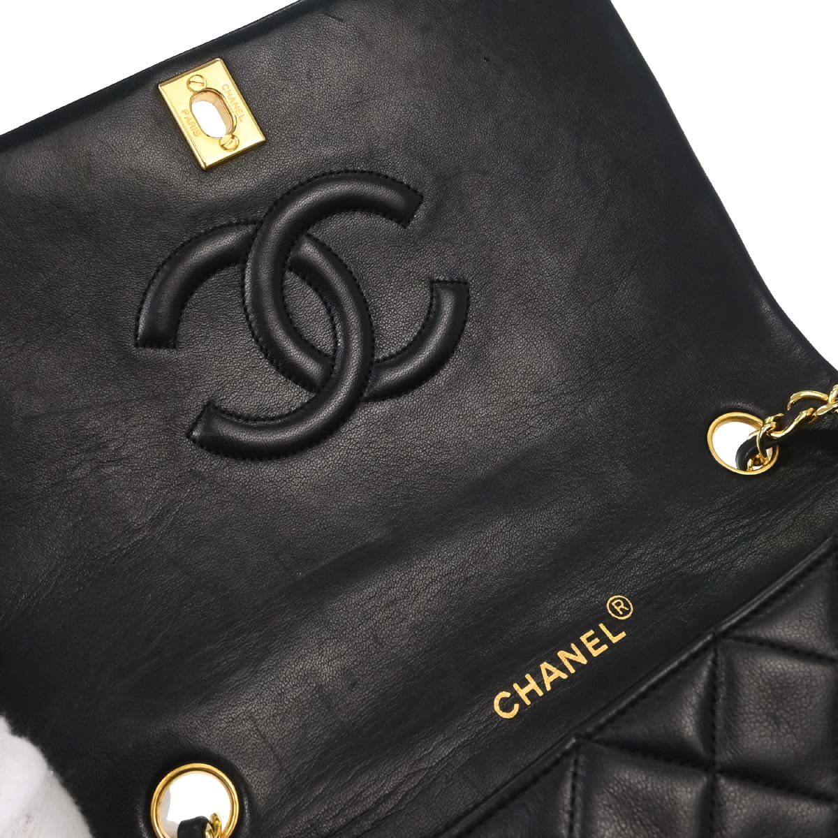 Chanel Black Lambskin Turnlock Small Full Flap Shoulder Bag - Image 14