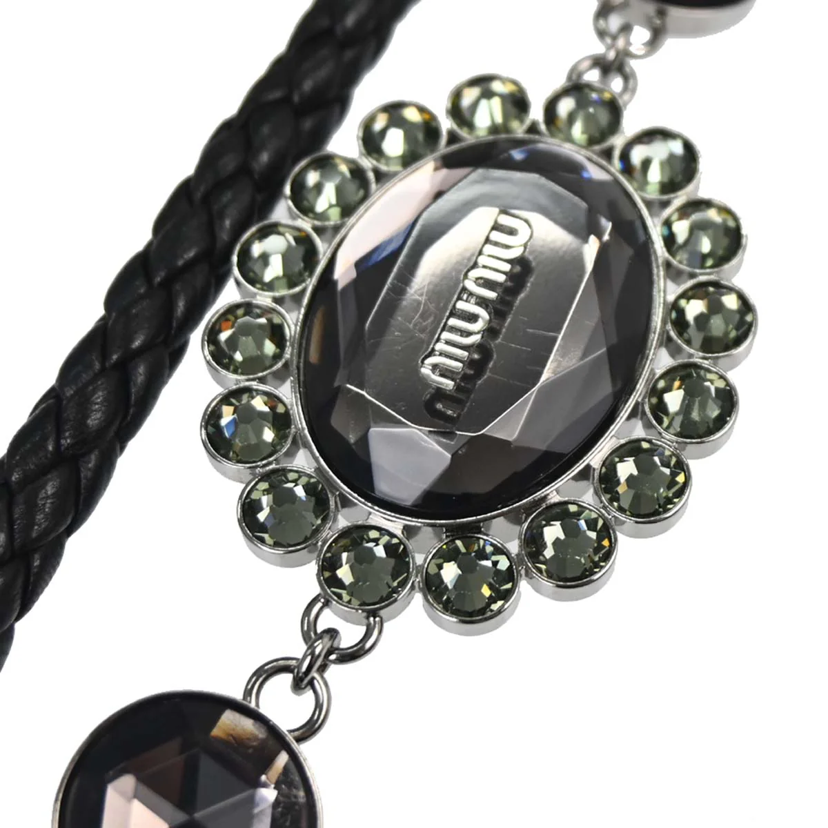 Miu Miu Black Lambskin Nappa Crystal Handbag - Image 3