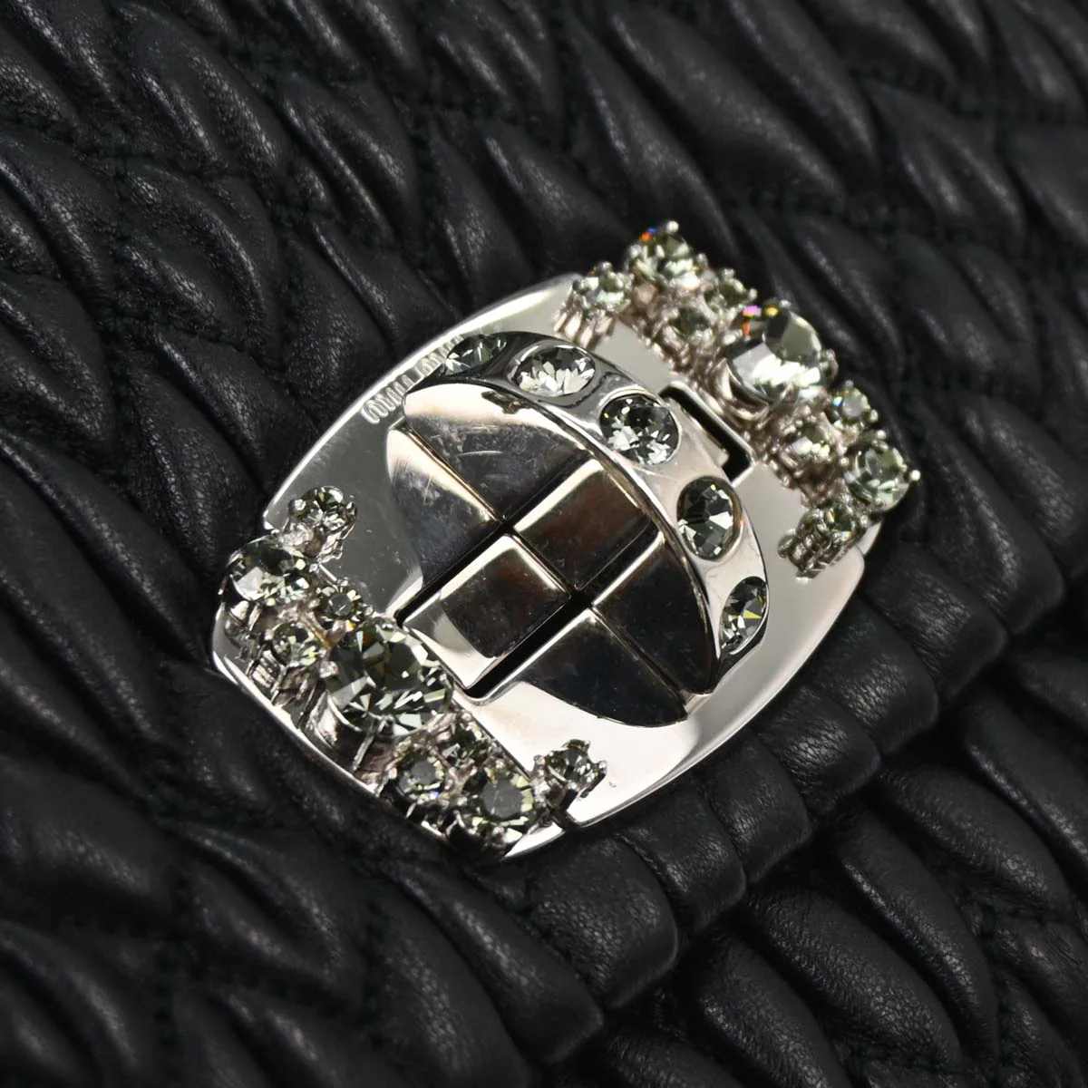 Miu Miu Black Lambskin Nappa Crystal Handbag - Image 8