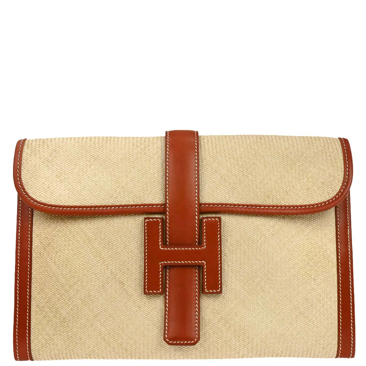 Hermes Beige Panama Jige PM Clutch Bag