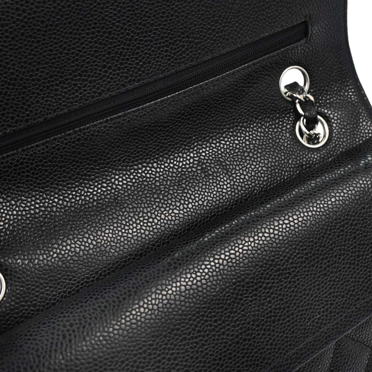 Chanel 2014 Black Caviar Skin Medium Classic Double Flap Shoulder Bag - Image 11