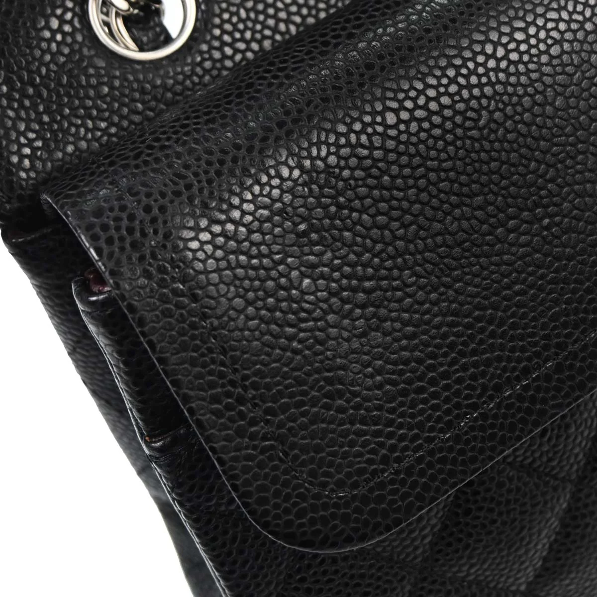 Chanel 2014 Black Caviar Skin Medium Classic Double Flap Shoulder Bag - Image 12