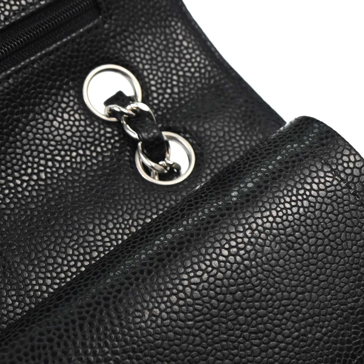 Chanel 2014 Black Caviar Skin Medium Classic Double Flap Shoulder Bag - Image 13