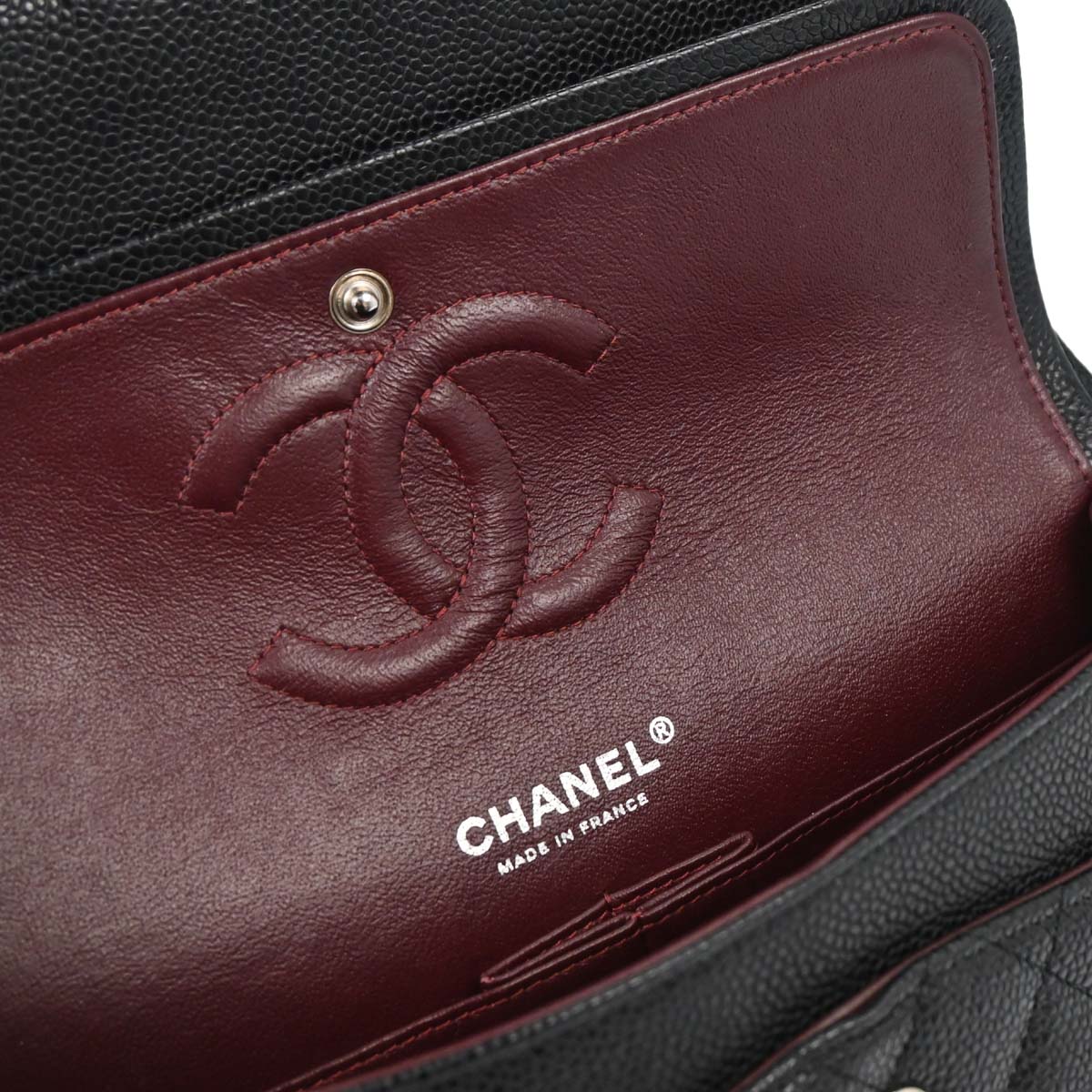 Chanel 2014 Black Caviar Skin Medium Classic Double Flap Shoulder Bag - Image 15